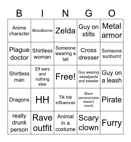 Ren Faire Bingo card Bingo Card