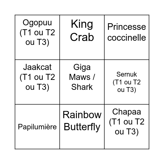 Eugenius Bingo Card