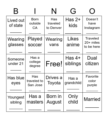 Baby Shower Bingo! Bingo Card