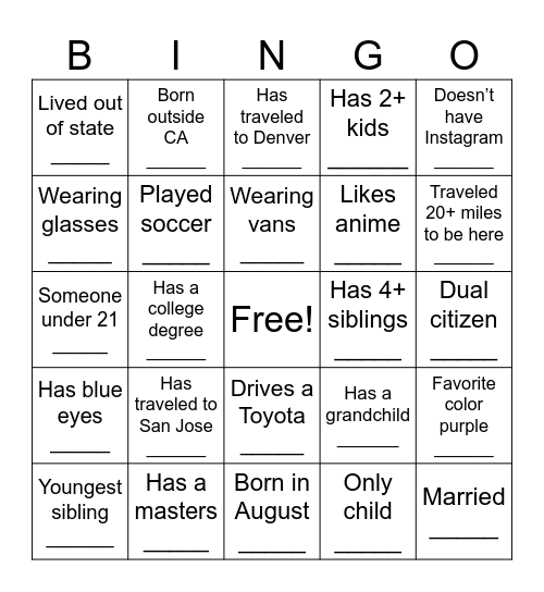 Baby Shower Bingo! Bingo Card