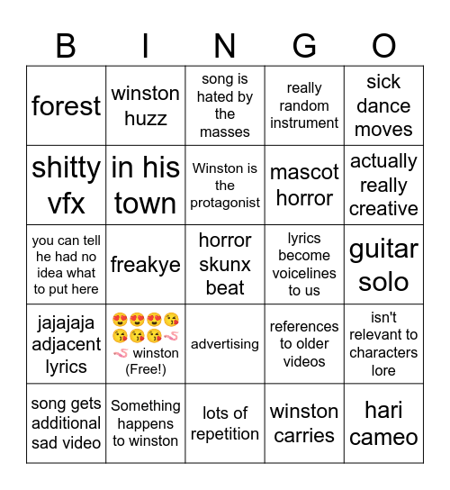 horror skunx Bingo Card
