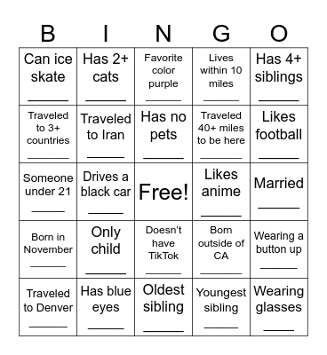 Untitled Bingo Card