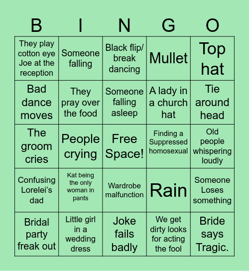 Wedding Bingo Card