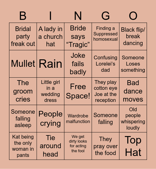 Wedding Bingo Card