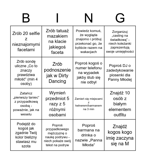 Panieński 🍊🍋 Bingo Card