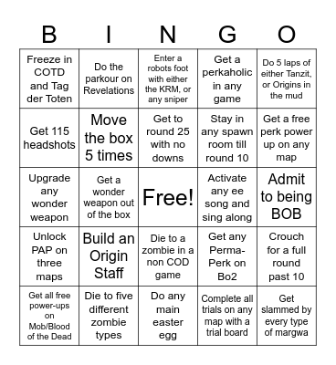 MrT Bingo Card