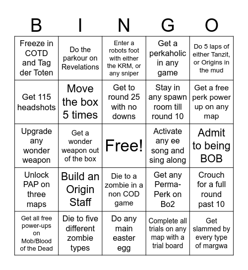 MrT Bingo Card