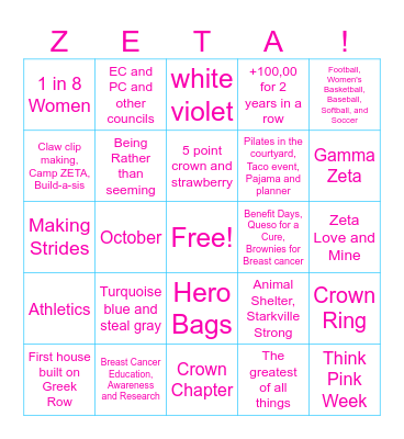 ZETA BINGO Card