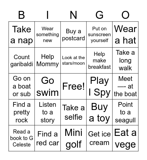 Leo’s Catalina Bingo Card