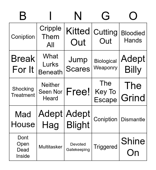 Dbdingo Bingo Card