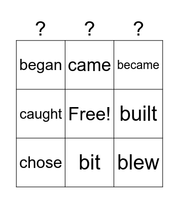 Irregular verbs Bingo Card