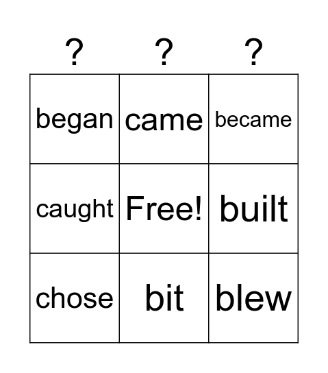 Irregular verbs Bingo Card