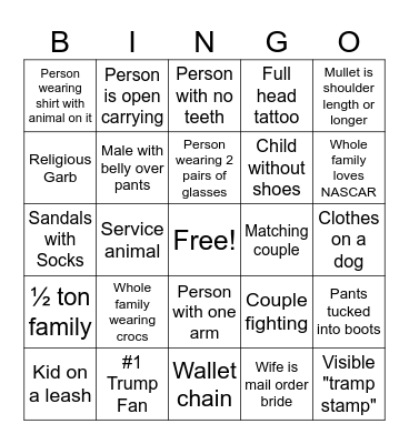People Watching BINGO Card