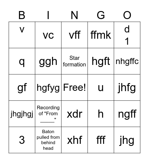DCI Bingo! Bingo Card