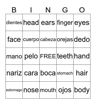 El cuerpo BINGO Card