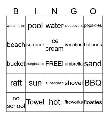 SUMMER BINGO Card