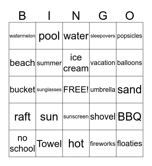 SUMMER BINGO Card