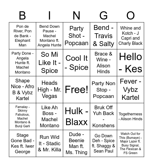 Carnival After Dark Bingo Card