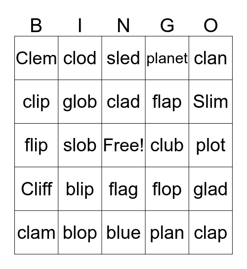 L Blends Bingo Card