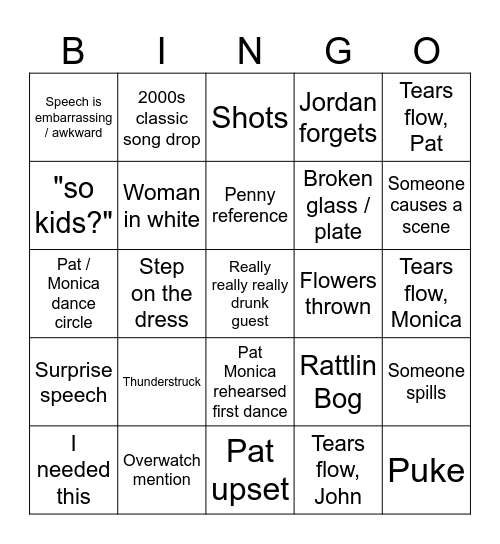 PandM Bingo Card