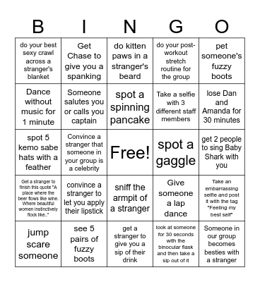 Up In The Sky Bingo Card