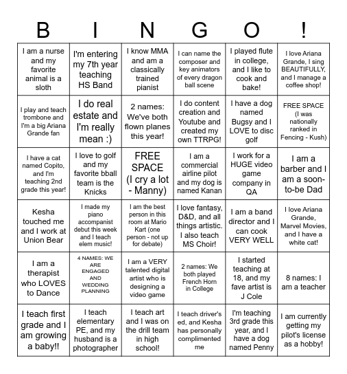 BLACKOUT BINGO Card