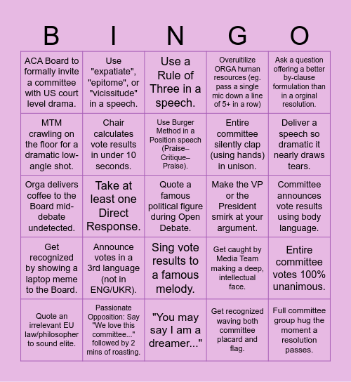 Uzhhorod GA BINGO Card