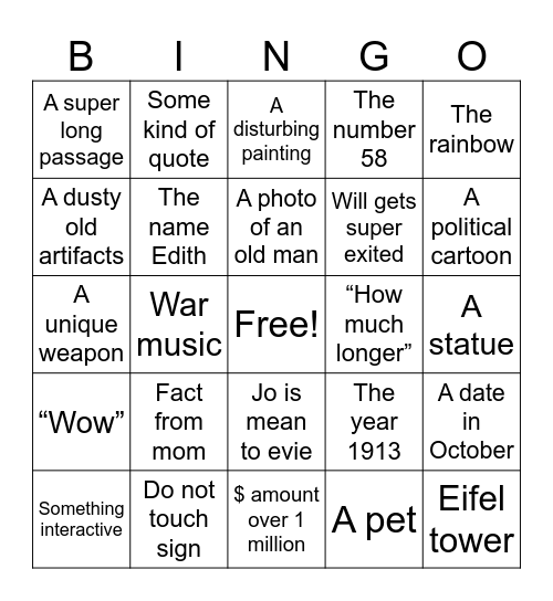 Museum bingo Card