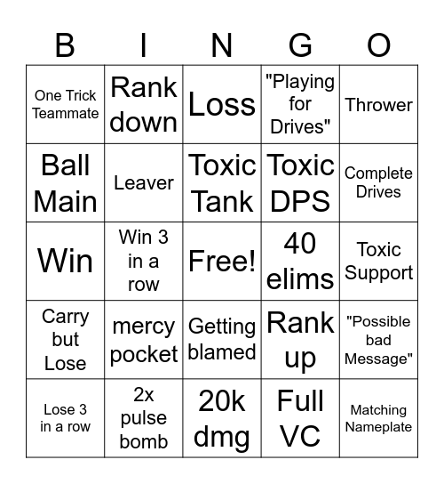 OVERWATCH BINGO Card