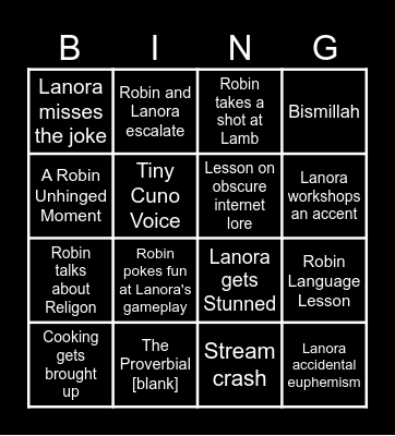 Lanora & Robin Collabs Bingo Card