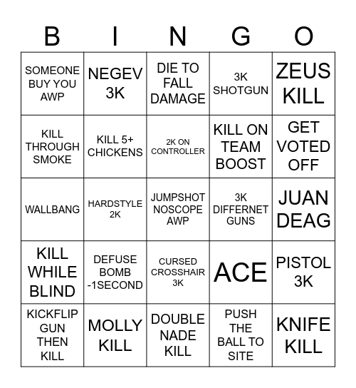 CS2 Bingo Card