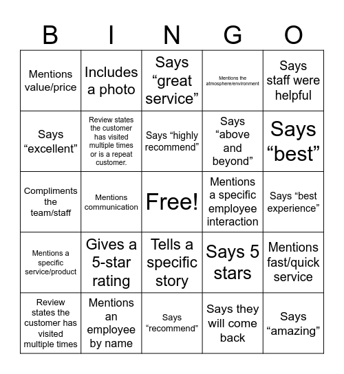 Review Bingo Card