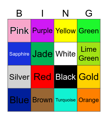 Colors Bingo Card