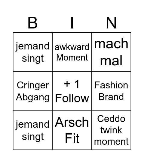 Ceddo Bingo Card