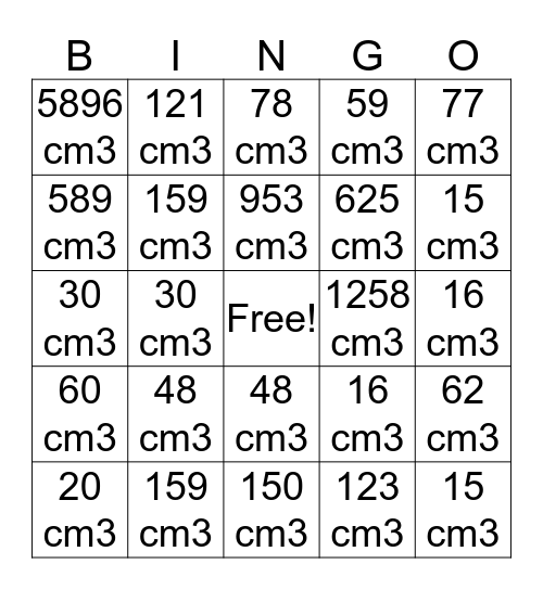 Volume BINGO Card