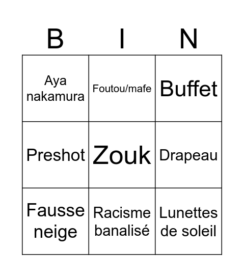 4 mariages Bingo Card