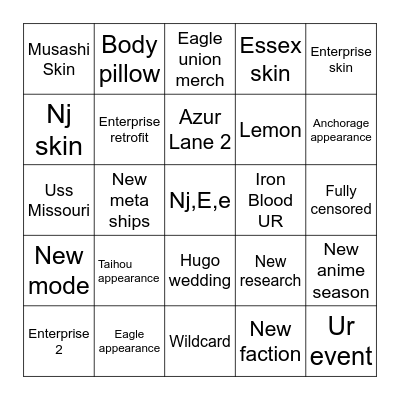8th Anniversary Bingo Card