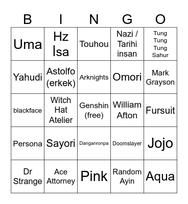 yucon bingo Card