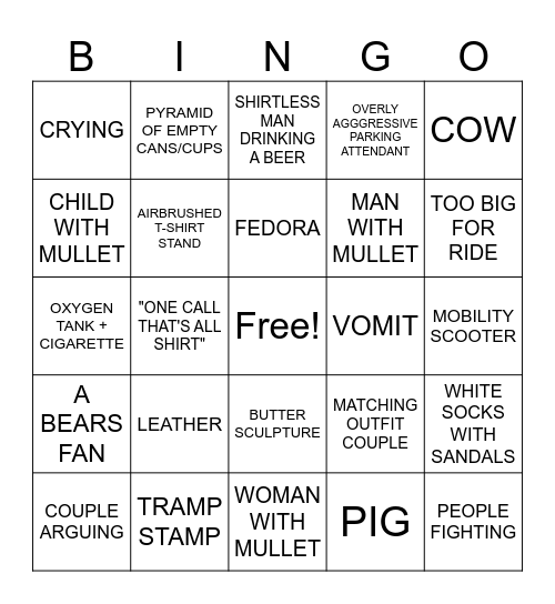 WI State Fair BINGO Card
