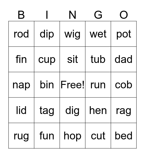 CVC BINGO #1 Bingo Card