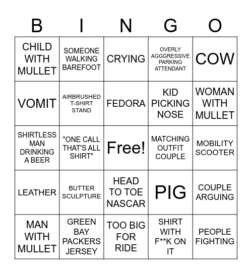 WI State Fair BINGO Card