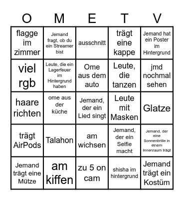 OME TV Bingo Card