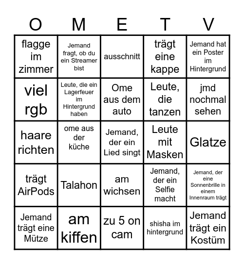 OME TV Bingo Card