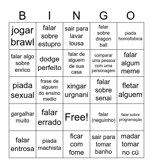 JD BINGO Card