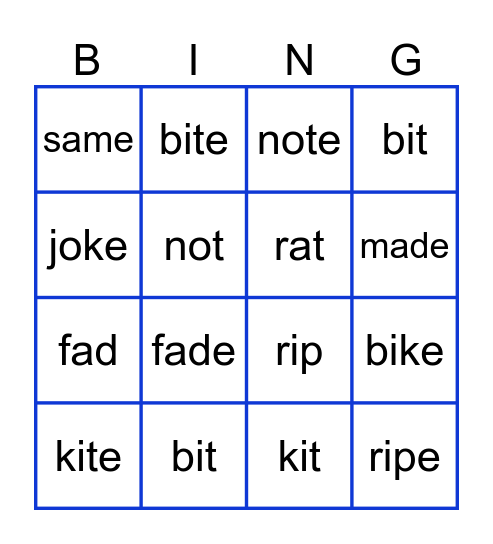 Reading Bingo Card