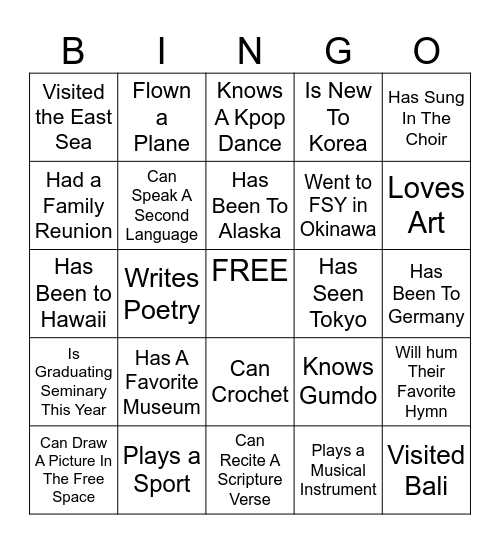 Find Someone Who Has... Bingo Card