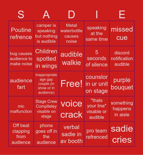 2nd session play Bingo Card