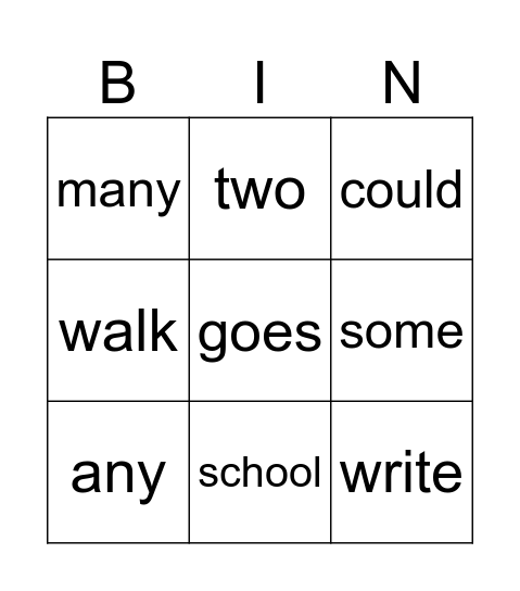 Heart Words Term 3 Bingo Card