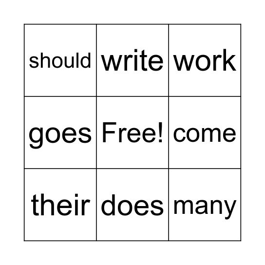 Heart Words Term 3 Bingo Card