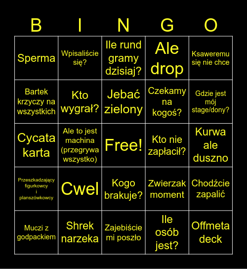 Zagrajmy ale to bingo Card